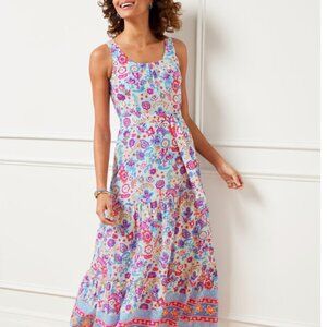CHARMING FLORAL BELTED VOILE MAXI DRESS 14W NWT!